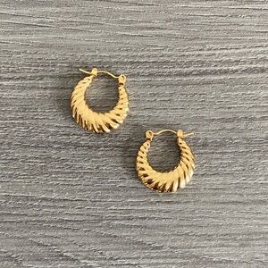 LVC Jewelry • Yellow Gold Plated Croissant Huggie Hoops